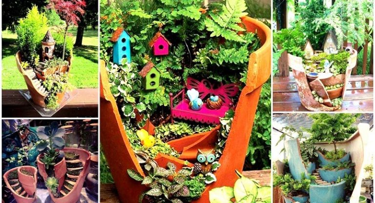 Idée déco: vos pots cassés recyclés en jardins miniatures