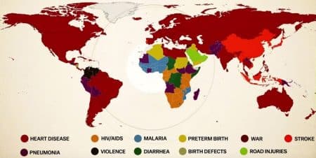 La cause de mortalité n°1 dans chaque pays cause mortalité, monde