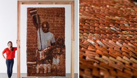 Une œuvre surprenante réalisée avec plus de 20.000 sachets de thé Red Hong Yi, sachets de thé, Teh tarik