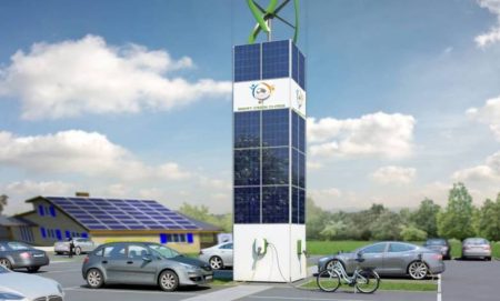 SmartGreenCharge, une station de recharge hybride qui allie solaire et éolien