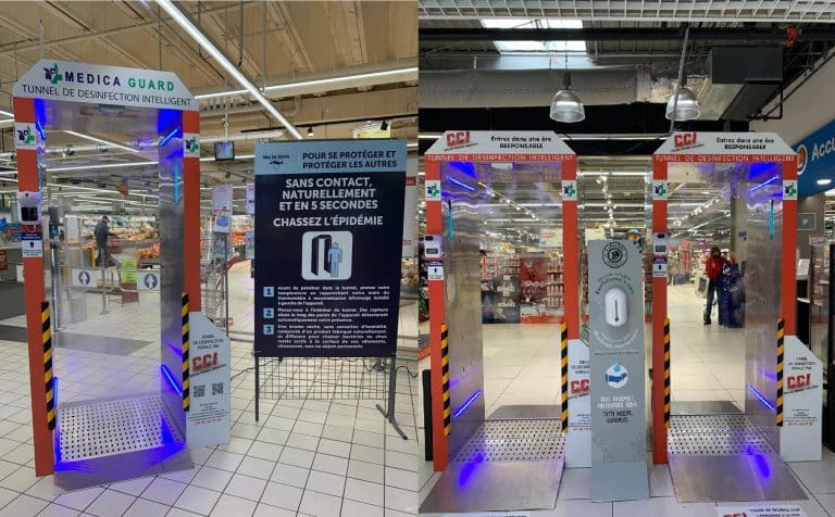 Yvelines : une start-up dévoile le premier portique de désinfection contre le COVID-19