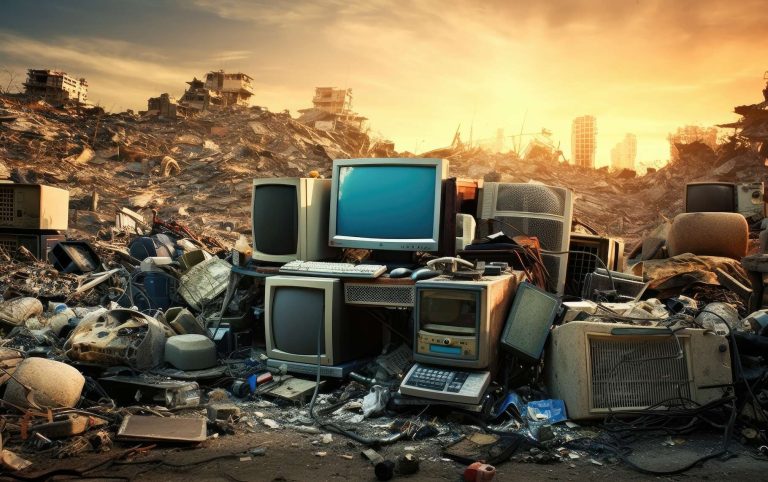 Une année de déchets électroniques suffisante pour remplir une file de camions encerclant la Terre !