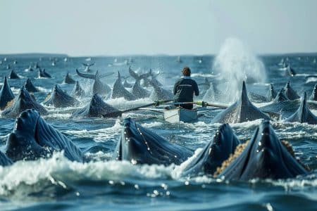 Une rencontre bouleversante en pleine mer : un rameur solitaire face à un millier de cétacés Une rencontre bouleversante en pleine mer : un rameur solitaire face à un millier de cétacés