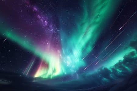 L'étrange danse des aurores boréales et des étoiles filantes : un spectacle nocturne à couper le souffle