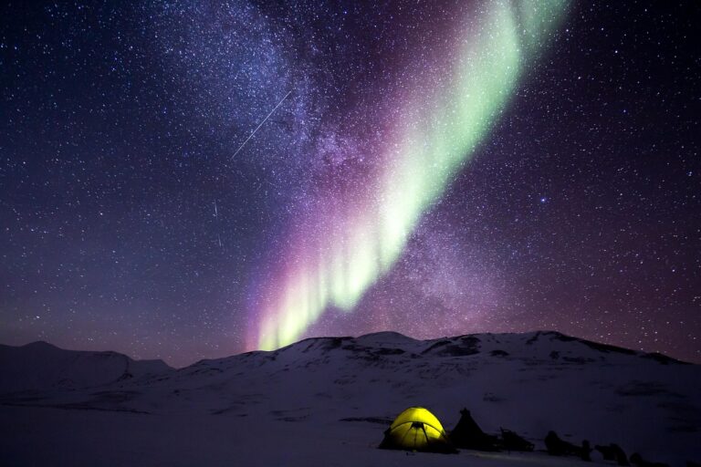 L&rsquo;étrange danse des aurores boréales et des étoiles filantes : un spectacle nocturne à couper le souffle