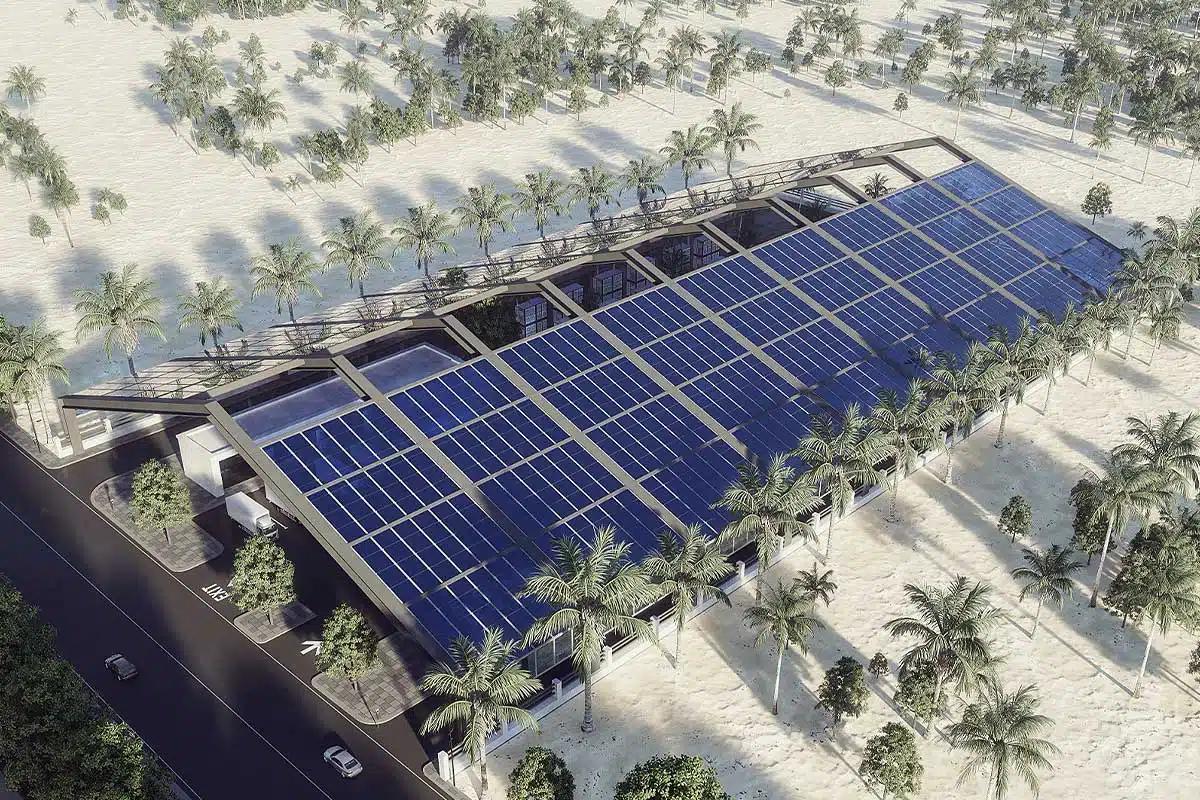 Un site de production d'eau atmosphérique qui fonctionne de manière indépendante.