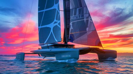 « Le Sky City Foiler : ce catamaran 100% électrique qui défie les vagues, volant à 28 km/h sur ses foils futuristes »