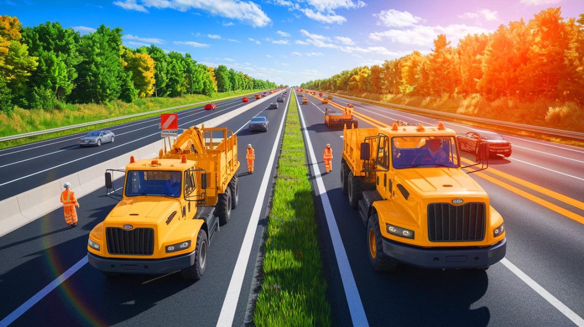 « Cette réussite propulse un géant français sur la scène internationale » : un contrat prestigieux décroché pour l’entretien du réseau routier canadien Illustration de l'entretien routier en Ontario par le groupe Colas (création par IA, illustration non réaliste). Crédit : Ideogram.