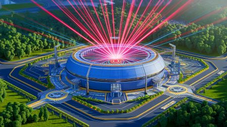 Illustration de la découverte d'un gigantesque complexe chinois de fusion laser à Mianyang (création par IA, illustration non réaliste). Crédit : Ideogram.