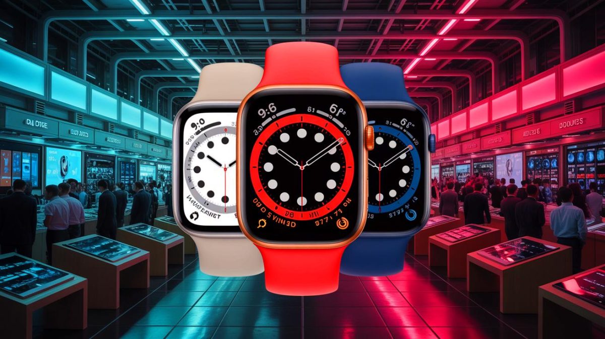 Illustration de la baisse des expéditions d'Apple Watch en 2024 (création par IA, non réaliste). Crédit : Ideogram