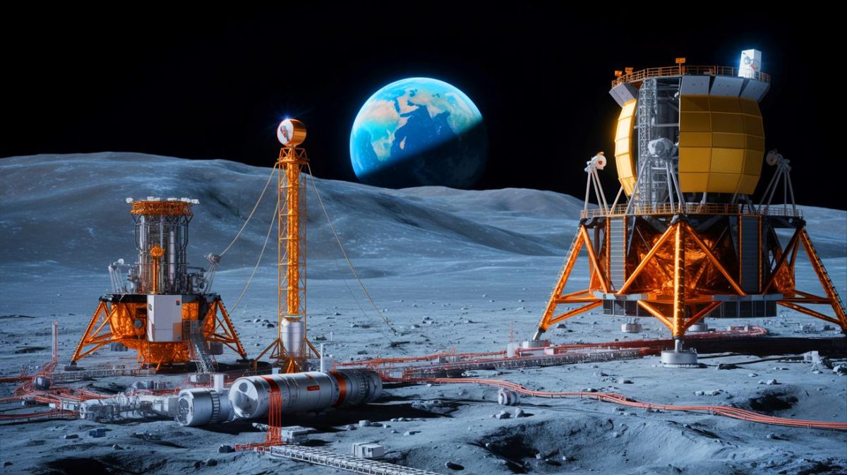 « Ils veulent dominer la Lune » : un projet nucléaire Chine-Russie fait trembler les États-Unis à l’approche de Chang’e-8 Illustration de la construction d'une centrale nucléaire sur la Lune par la Chine et la Russie. Image réalisée par IA.