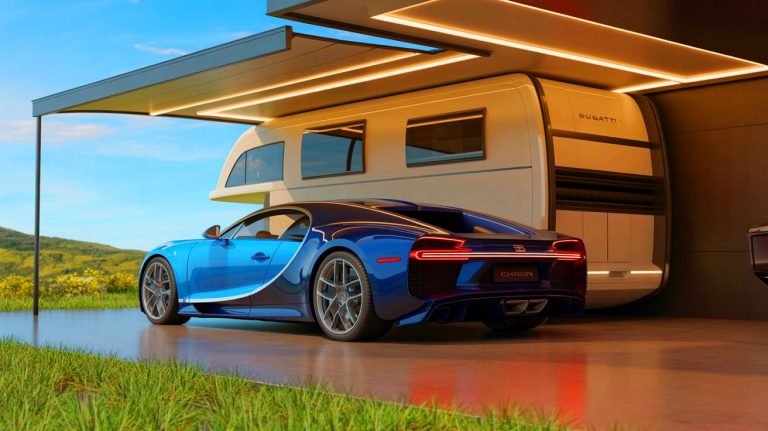 « Incroyable mais vrai » : ce camping-car de luxe à 6,5 millions d&rsquo;euros cache une Bugatti Chiron dans son garage intégré, un rêve sur roues pour les millionnaires