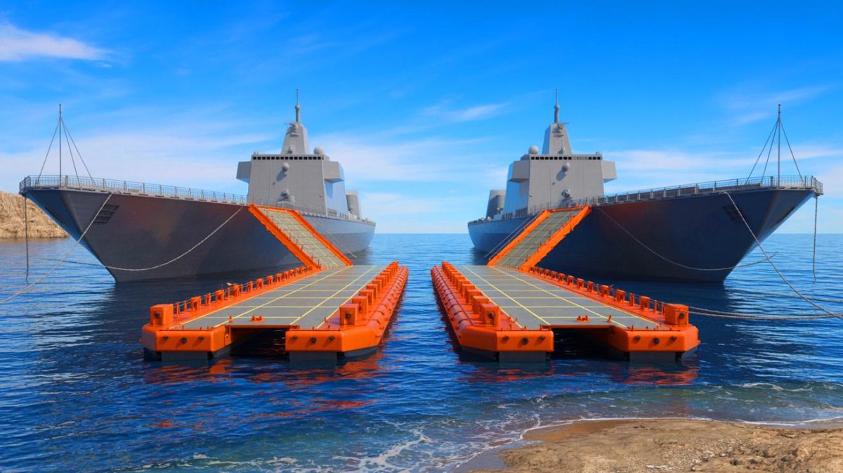 La Chine en prépare un coup : ces barges Shuiqiao conçues pour l’invasion inquiètent les experts militaires du monde entier Illustration de barges Shuiqiao chinoises conçues pour un débarquement amphibie. Image réalisée par IA.