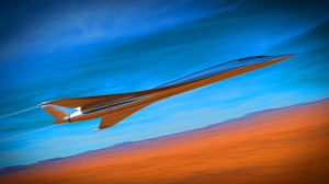 Illustration de l'avion XB-1 franchissant le mur du son sans bang sonore. Image réalisée par IA.
