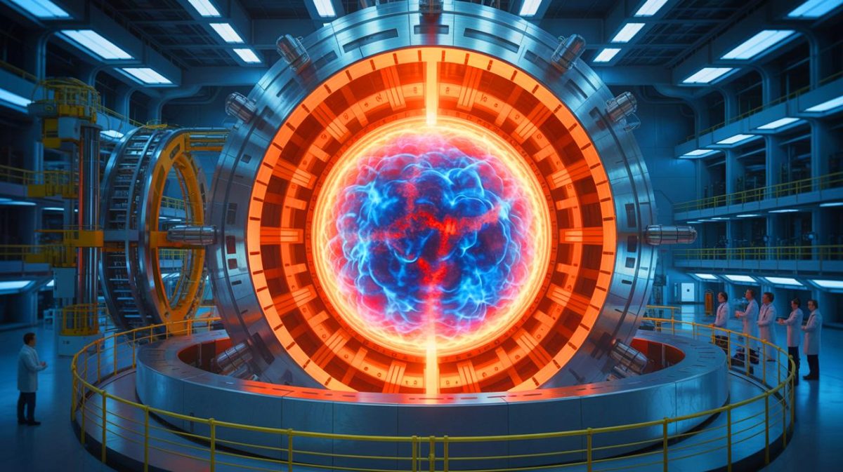 Cet électroaimant pourrait soulever 10 poids lourds » : un pas géant pour la fusion nucléaire Illustration de l'électroaimant supraconducteur du projet ITER en action. Image réalisée par IA.