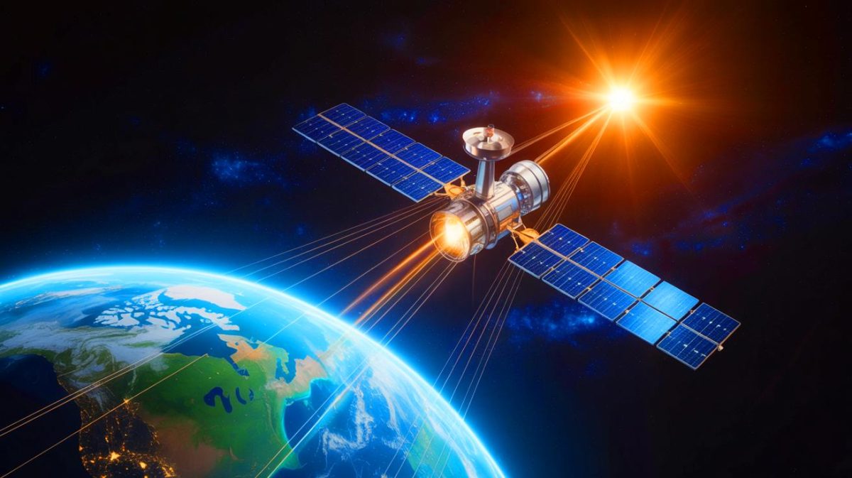 Un secret d’ingénierie : cette nouvelle technologie solaire promet une énergie inépuisable dès demain et plus vite que prévu Illustration de l'exploitation de l'énergie solaire depuis l'espace avec une constellation de petits satellites. Image réalisée par IA.