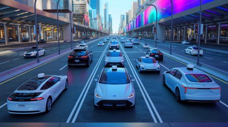 Illustration de l'impact des nouvelles réglementations américaines sur les voitures autonomes. Image réalisée par IA.