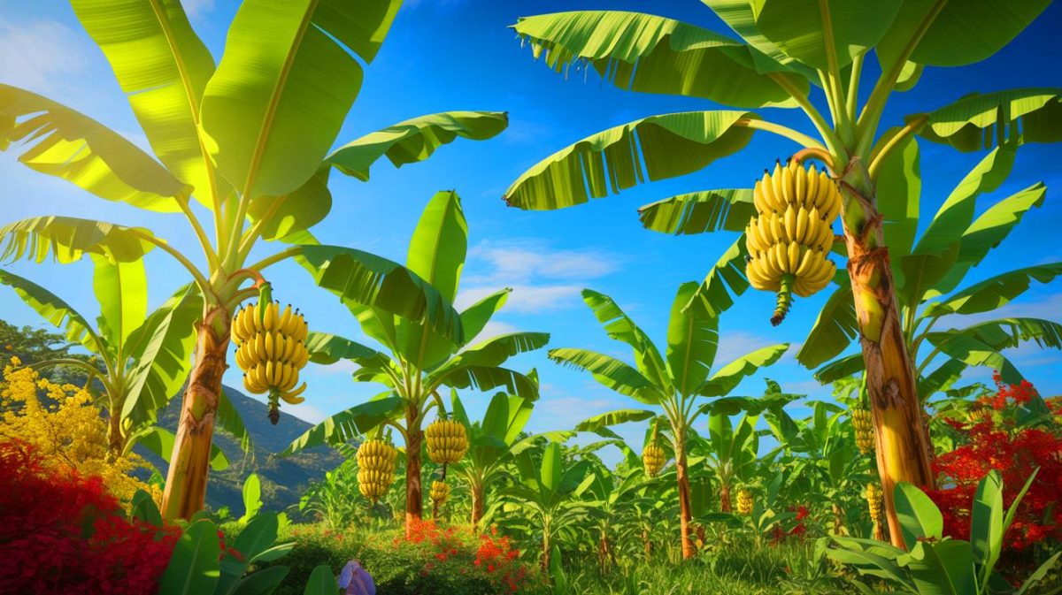 Ce fruit préféré des Français qui pèse 130 milliards d’euros dans le monde pourrait voir son prix quadrupler d’ici 50 ans Illustration de l'impact du changement climatique sur la production de bananes. Image réalisée par IA.