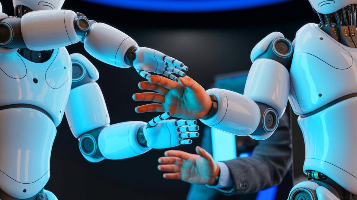 Ces robots mous métamorphes dévoilent 16 façons inédites d’imiter le toucher humain avec une précision stupéfiante Illustration de robots souples modulaires simulant le toucher humain. Image réalisée par IA.