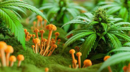 Illustration de l'impact potentiel du cannabis sur Cryptococcus neoformans. Image réalisée par IA.