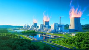 Illustration de la production d'hydrogène propre par un complexe nucléaire japonais innovant. Image réalisée par IA.