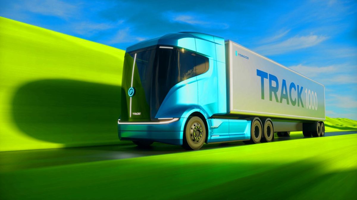 Découvrez le géant de la route : ce camion exceptionnel établit un nouveau standard avec une autonomie incroyable de plus de 1 000 km pour des trajets illimités Illustration de l'innovant camion "Track 1000" à hydrogène avec une autonomie de 1 000 km. Image réalisée par IA.