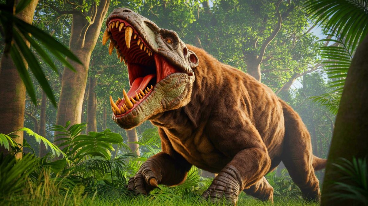 Découvrez l’effrayant épicyon : ce prédateur colossal aux mâchoires puissantes qui régnait en maître sur les terres préhistoriques il y a des millions d’années Illustration de l'épicyon, le plus grand canidé préhistorique, dominant les terres nord-américaines. Image réalisée par IA.