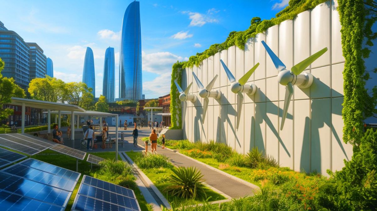 « C’est la fin des éoliennes » : découvrez cette technologie incroyable qui transforme votre jardin en source d’énergie infinie et bouleverse notre avenir énergétique Illustration de l'Eolic Wall utilisant la lévitation magnétique pour une énergie renouvelable en milieu urbain. Image réalisée par IA.