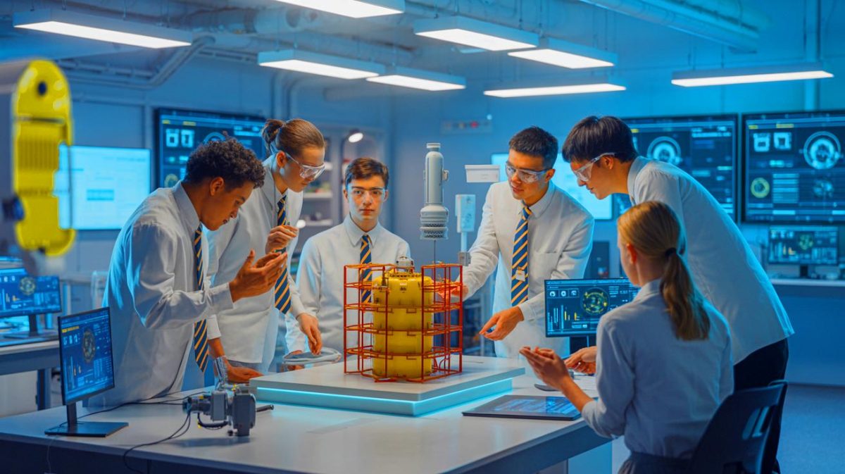 « Ils l’ont fait avec seulement 16 000 euros » : cette percée high-tech des étudiants américains promet de sécuriser nos réacteurs nucléaires comme jamais auparavant Illustration de la sécurité innovante pour les petits réacteurs modulaires conçue par des étudiants. Image réalisée par IA.