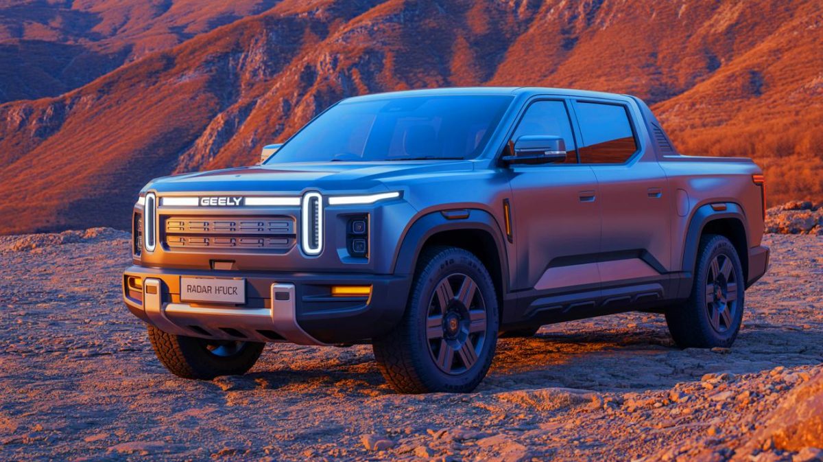 La Chine bouleverse le marché automobile : ce nouveau pick-up hybride électrique promet 1 000 km d’autonomie et une accélération fulgurante à 100 km/h en 6,5 secondes Illustration de pick-up hybride Radar de Geely avec technologies avancées. Image réalisée par IA.