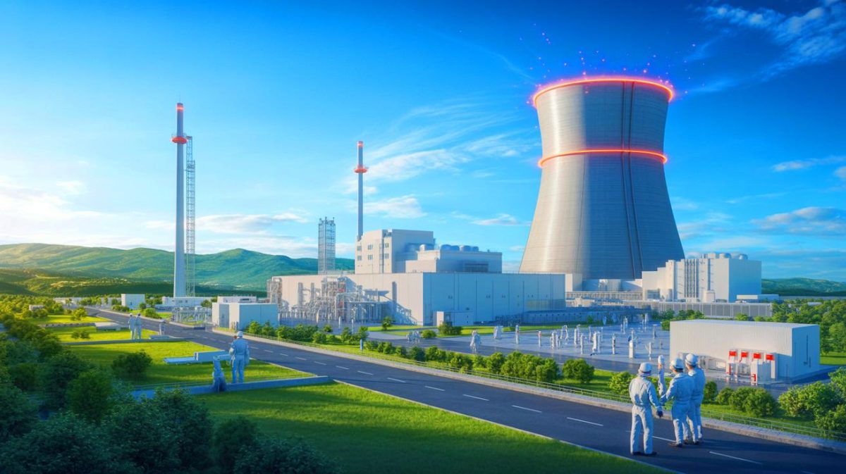 Illustration de la production de carbone-14 par la Chine dans le domaine des isotopes nucléaires. Image réalisée par IA.