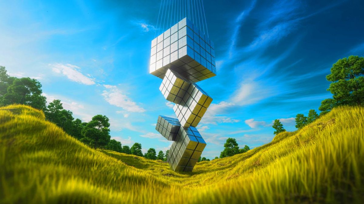 La Chine frappe un grand coup : ces gigantesques batteries de 40 étages défiant le lithium bouleversent l’ordre énergétique mondial Illustration de batteries gravitationnelles innovantes pour le stockage d'énergie. Image réalisée par IA.