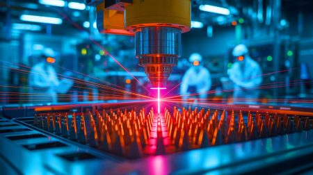 Illustration de la création d'un laser d'une puissance équivalente à un million de centrales nucléaires. Image réalisée par IA.