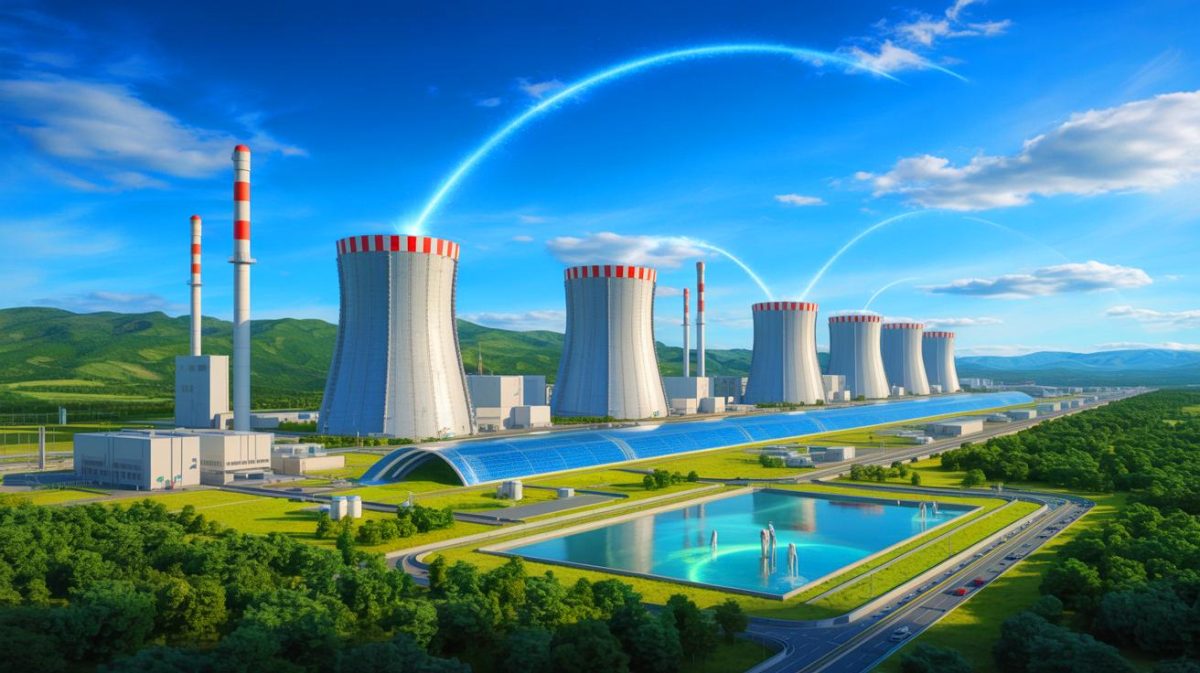 « Pékin vise 2030 pour dompter fusion et fission » : la Chine double l’Occident avec un réacteur hybride inédit au monde Illustration de la centrale nucléaire hybride fusion-fission Xinghuo en Chine. Image réalisée par IA.