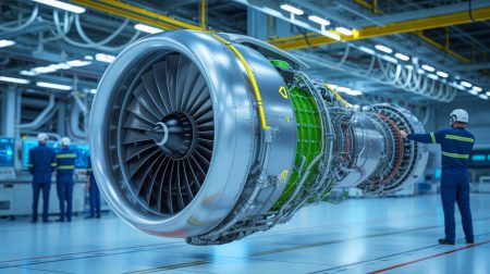 Illustration de l'innovation technologique avec le moteur électrique certifié ENGINeUS 100. Image réalisée par IA.
