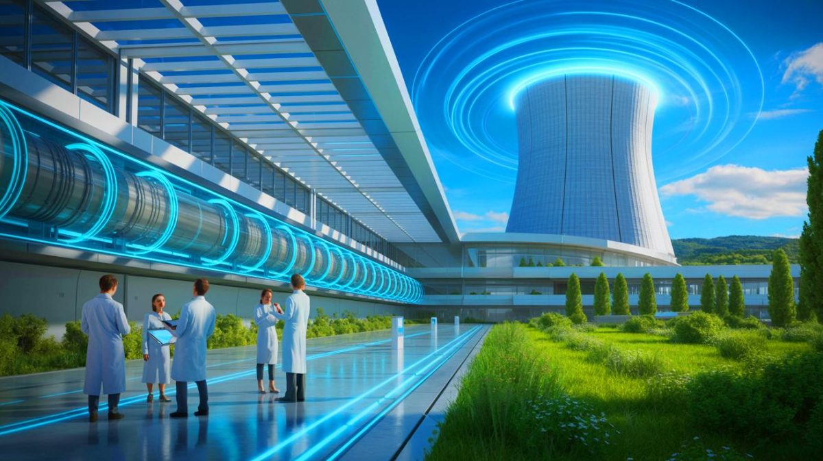 Illustration de l'innovation nucléaire en Occitanie par Newcleo. Image réalisée par IA.