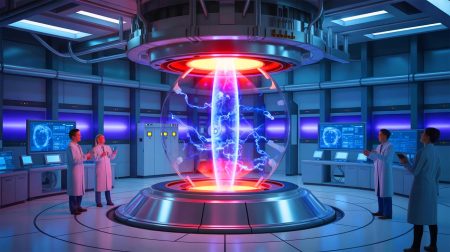 Illustration de la percée d'Astral Systems dans la production commerciale de tritium pour la fusion nucléaire. Image réalisée par IA.
