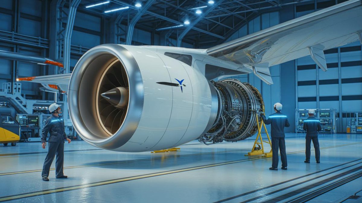 « L’aviation mondiale sous le choc » : cette innovation française certifiée ENGInEUS va électrifier le ciel avec un moteur révolutionnaire qui bouleverse le transport aérien Illustration de l'ENGINeUS 100, le premier moteur d'avion électrique certifié. Image réalisée par IA.