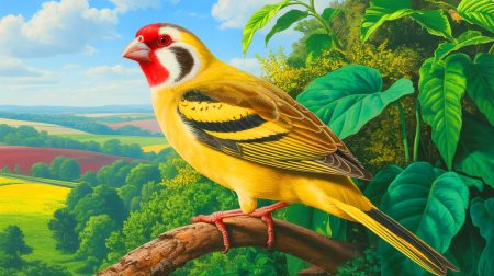 Illustration de l'incroyable périple d'un chardonneret à travers le Royaume-Uni. Image réalisée par IA.