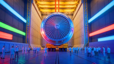 Un colosse magnétique transatlantique : cet aimant de 18 mètres des États-Unis débarque en France pour révolutionner le réacteur nucléaire ITER Illustration de l'arrivée d'un aimant supraconducteur pour le projet ITER. Image réalisée par IA.