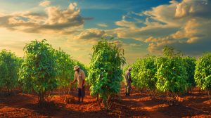 Illustration de la crise climatique menaçant la production de vanille à Madagascar. Image réalisée par IA.