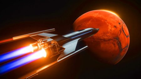 Illustration de la conception d'un moteur à plasma pour réduire le temps de voyage vers Mars. Image réalisée par IA.