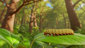 Illustration de la menace que représente le déclin du champignon Entomophaga maimaiga pour les forêts. Image réalisée par IA.