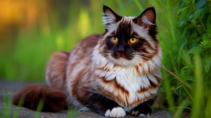 Illustration de la nouvelle couleur de pelage « salmiak » chez les chats. Image réalisée par IA.