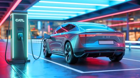 « 520 km en 5 minutes de charge » : cette promesse chinoise sur les batteries fait l’effet d’une bombe dans l’industrie Illustration de la nouvelle batterie CATL offrant 520 kilomètres d'autonomie en cinq minutes. Image réalisée par IA.