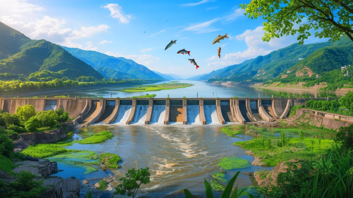 « Ils ont fait sauter 300 barrages » : une opération titanesque relance un écosystème fluvial comme jamais dans l’histoire moderne Illustration de la restauration écologique du fleuve Yangtze par le démantèlement de barrages, générée par intelligence artificielle.