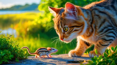 Illustration de Pepper, le chat de Floride, ayant découvert un virus inconnu, générée par intelligence artificielle.