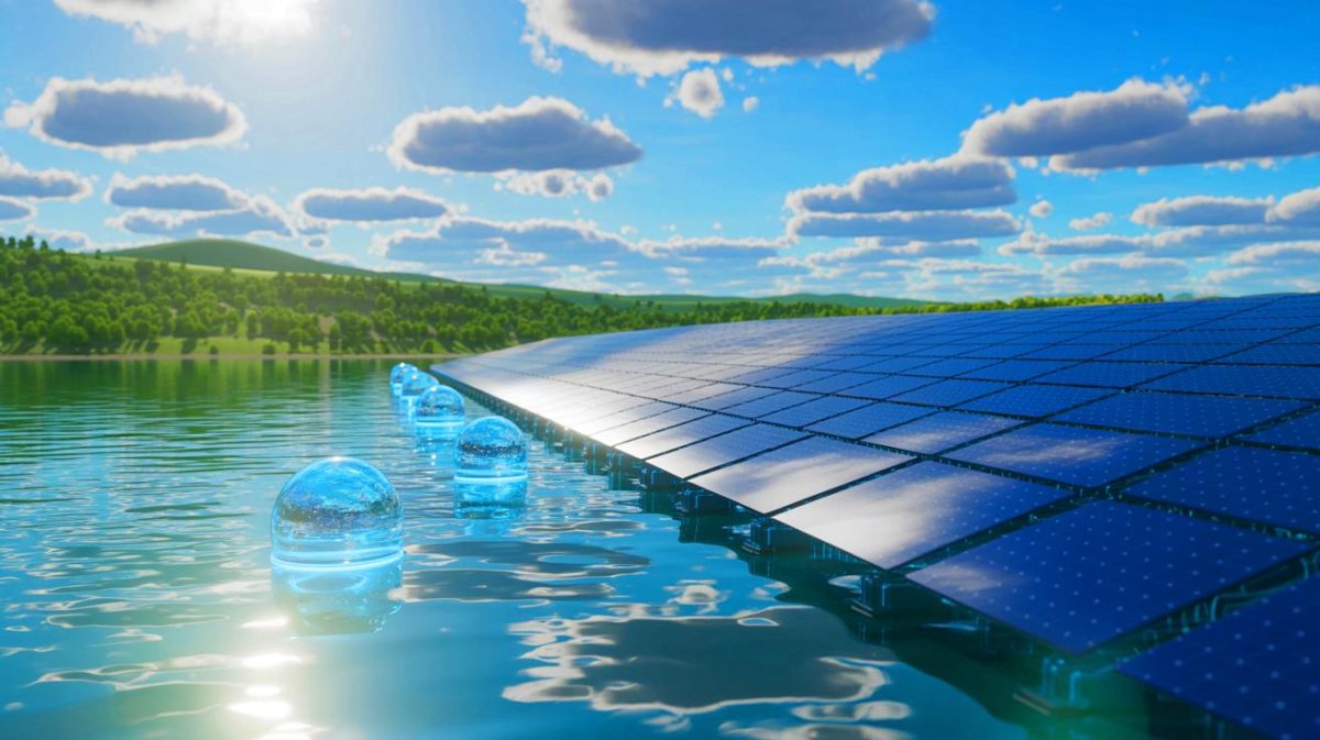 Ce matériau pourrait bouleverser l’industrie de l’hydrogène vert : « Il va transformer la production comme personne ne l’aurait imaginé », affirment des experts Illustration de la production d'hydrogène vert à partir d'eau et de lumière solaire grâce à un matériau innovant.