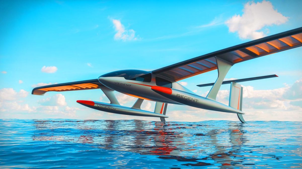 « Un navire qui flotte, vole et plane » : le Viceroy seaglider promet de révolutionner le transport côtier avec zéro émission et dix milliards d’euros de commandes Illustration de la technologie innovante du seaglider Viceroy, générée par intelligence artificielle.