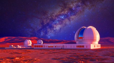 « On va enfin voir l’invisible » : le télescope le plus puissant jamais conçu promet de révéler les secrets cachés de l’Univers Illustration de l'observatoire CTAO en action dans le désert de l'Atacama, générée par intelligence artificielle.